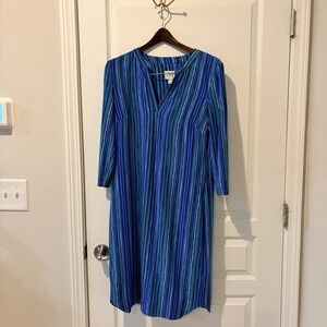 DM Collection Shirt Dress Size 10 Blue Stripe Careerwear Casual